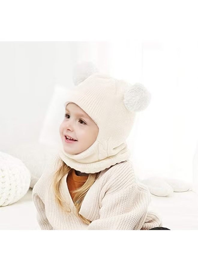 YJ Children’s Winter Hat – A beige winter hat that provides warmth and full coverage for your child’s head, ears, and neck. Made from soft, high-quality knit fabric, gentle on sensitive skin. Suitable for ages 2–6 years. - Image 2